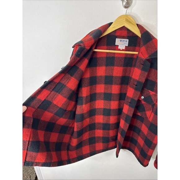 Vintage 60s 70s Cockatoo Sears Plaid Wool Shirt Mens L Flannel Shacket Jacket - Picture 7 of 7